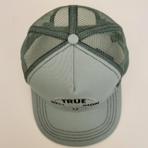 TRUE RELIGION Men's Cap Trucker Hat Snapback Mesh Green Buddha BRAND-NEW w/tag - Picture 5 of 16